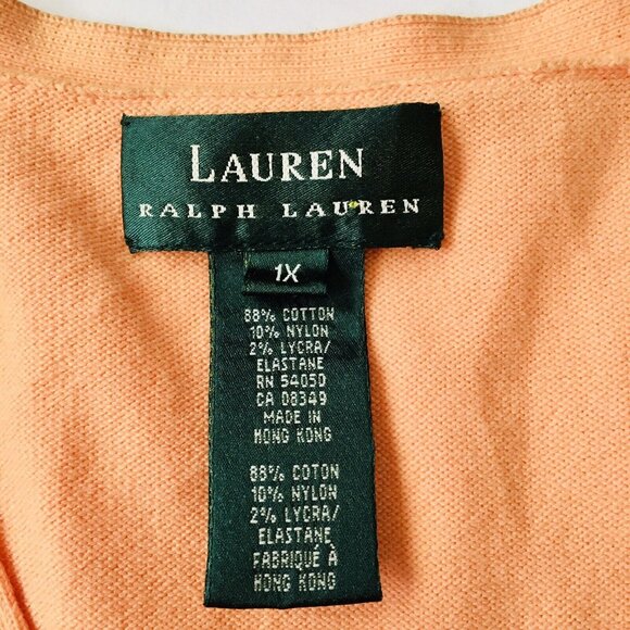 Lauren Ralph Lauren Apricot Cardigan Sweater Size XL - Picture 3 of 5